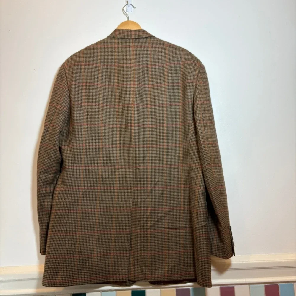 J.‎ Crew Oarsman Brown Plaid Wool Tweed Blazer Jacket 44L Made Italy Sport Coat